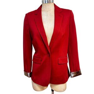 Womens Rust Red Blazer With Metallic Cuff Detail Size 8 White House Black Market